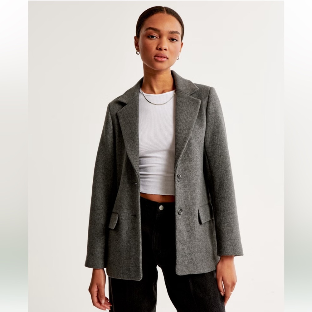 NWT ABERCROMBIE Heavyweight Wool-Blend Blazer Coat Medium Tall